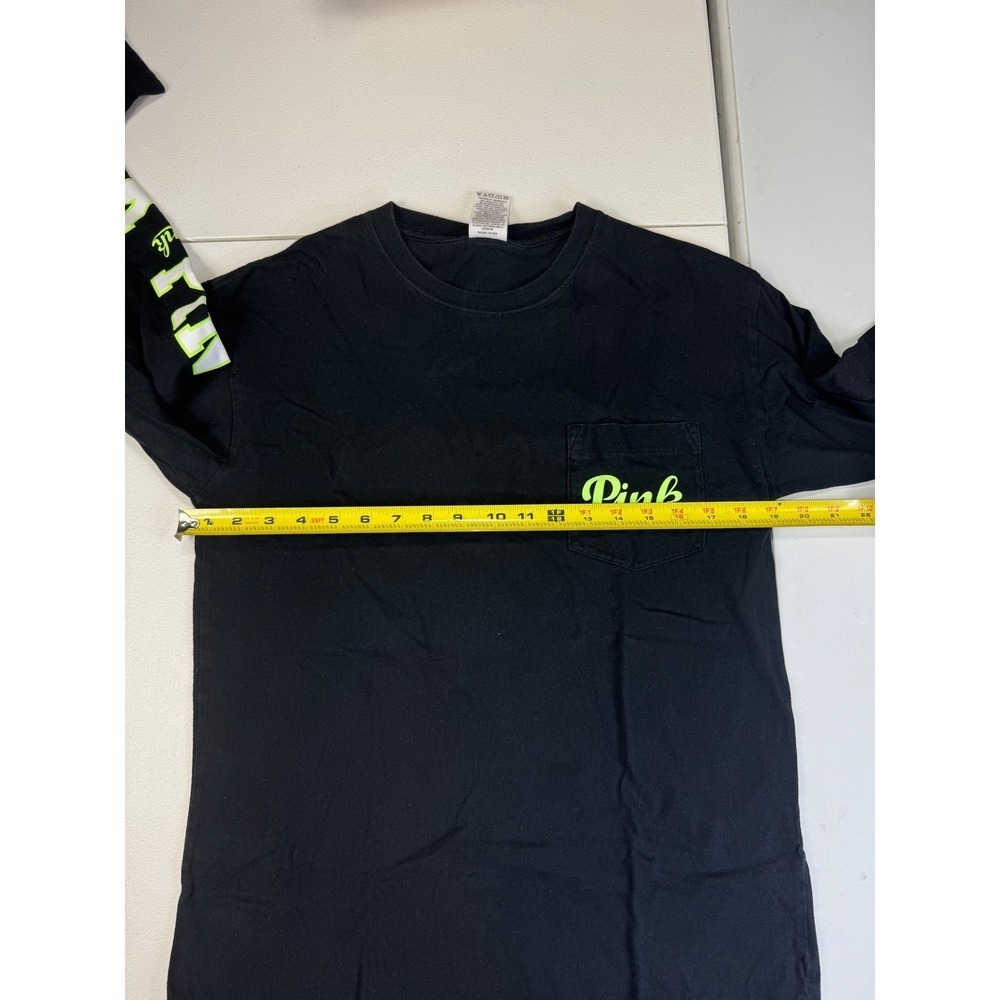 PINK Victoria's Secret Women‎ Top  XS  Black Shirt Cotton Pockets Crew Neck Tee - Picture 5 of 9